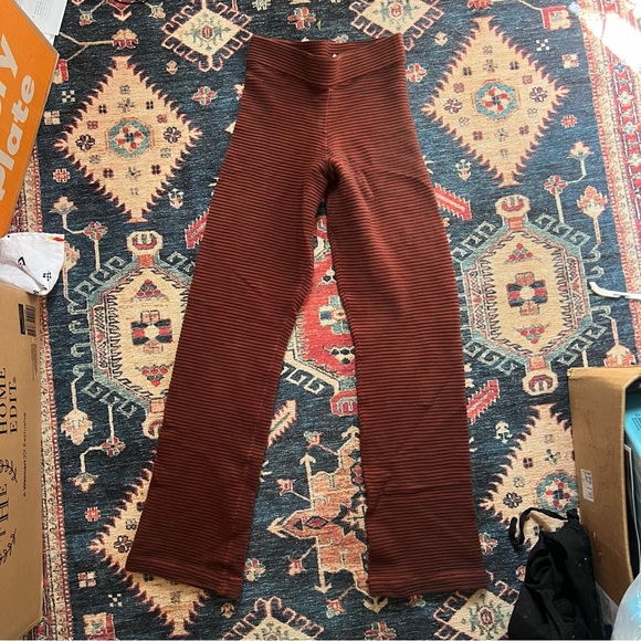 Good American Heavy horizontal Rib Wide Leg ankle Pants in Chocolate003 Size s - Picture 2 of 9